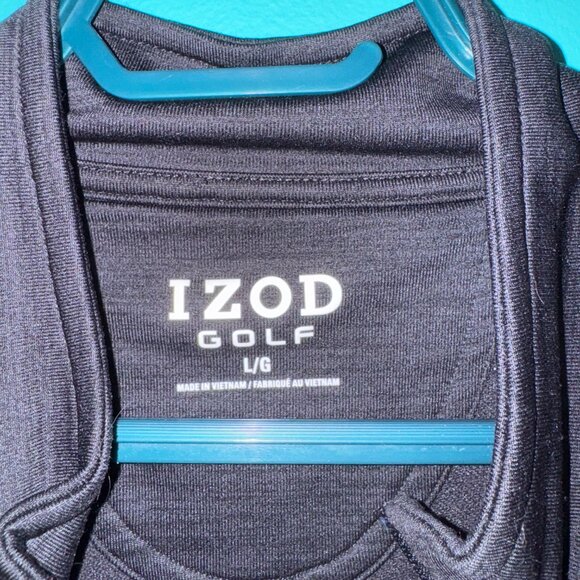 Black/Grey Izod Golf Long Sleeve Zip-Up Sweater, Size L - Picture 2 of 3